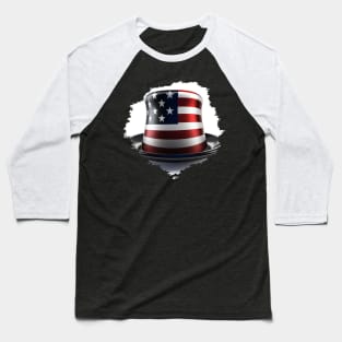 4th of July Patriotic American Flag Hat Baseball T-Shirt